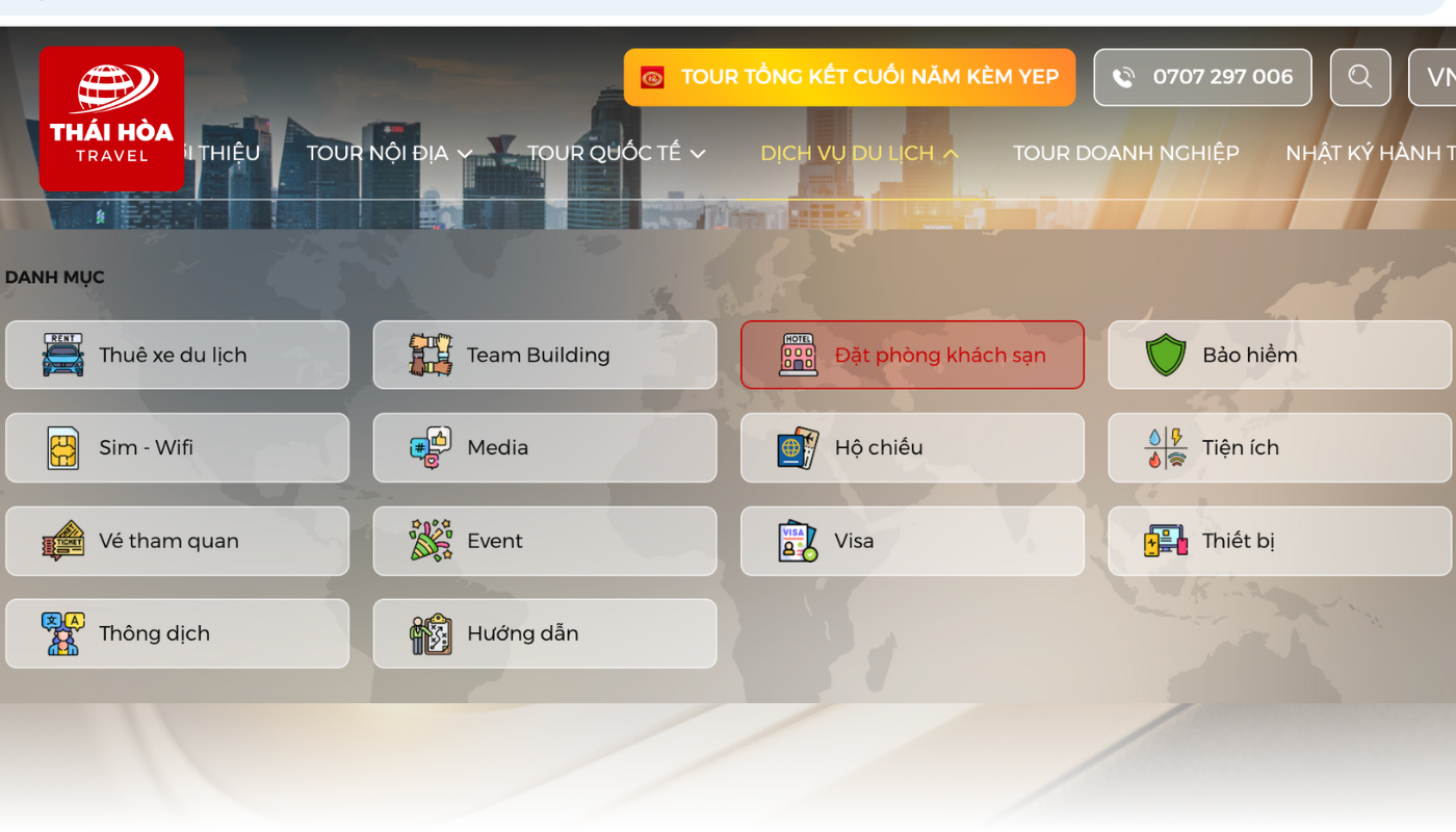 Đặt phòng khách sạn ưu đãi tại website Thái Hòa Travel