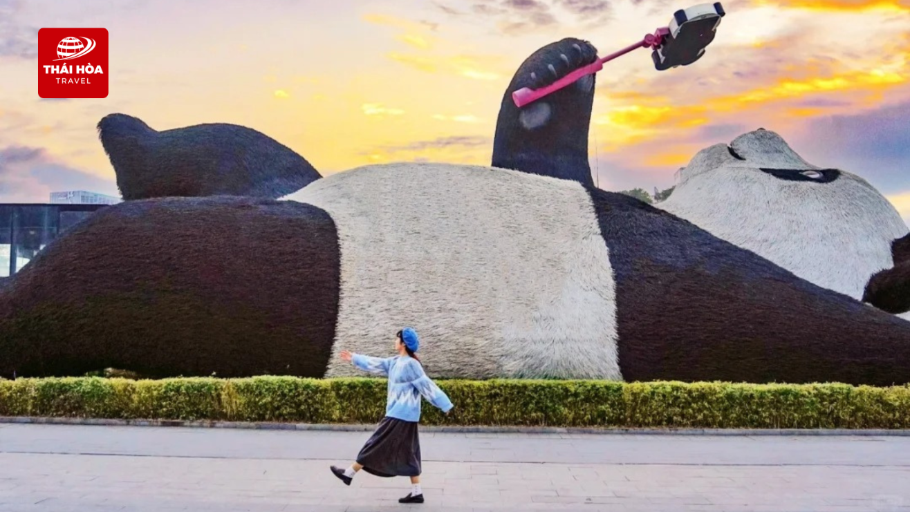 Chú gấu trúc selfie khổng lồ tại Tứ Xuyên