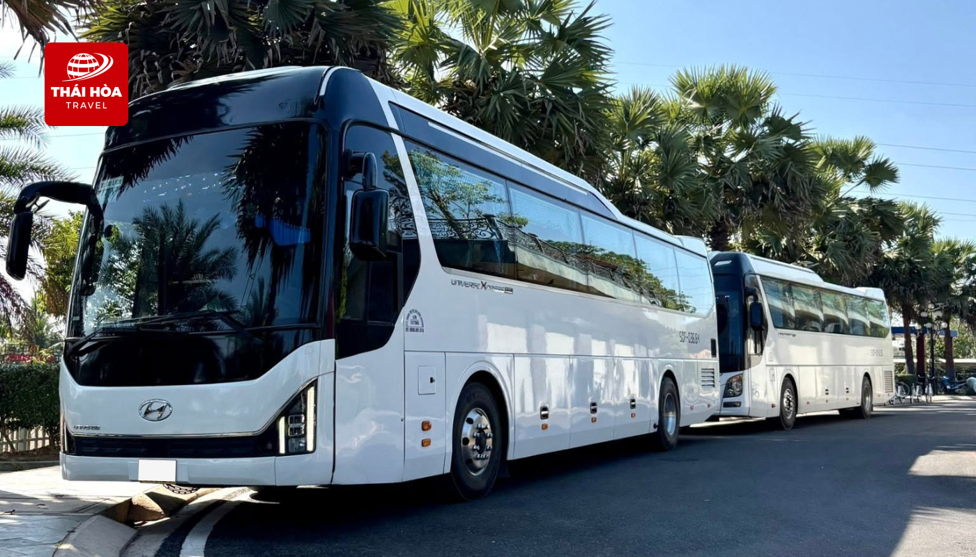 Với đoàn đông từ 35 - 45 người, có thể lựa chọn thuê xe 45 chỗ