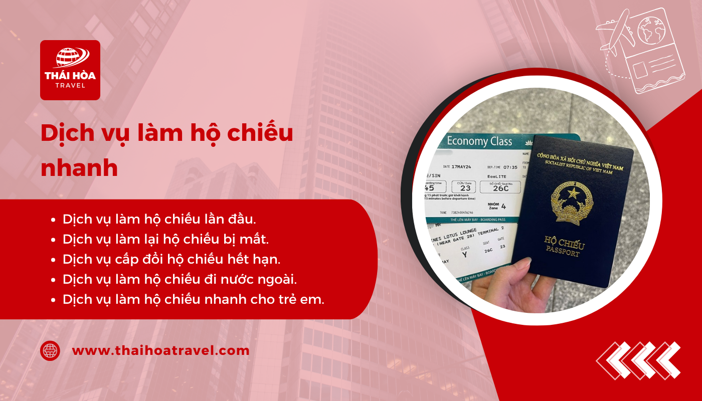 Thái Hòa Travel cung cấp dịch vụ làm hộ chiếu phổ thông tại TP. HCM và các tỉnh thành lân cận