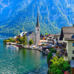 Ngôi làng nằm bên hồ Hallstätter See