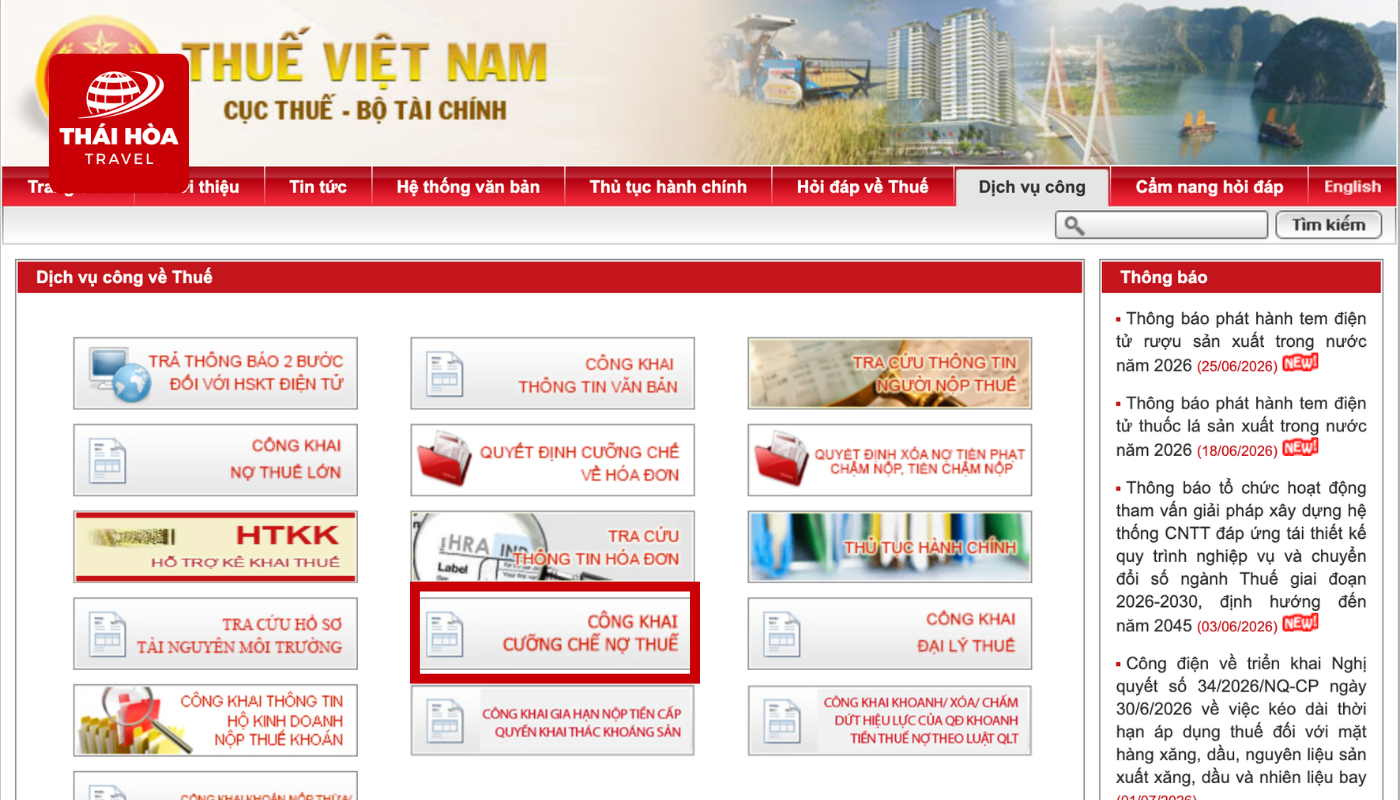 Hướng dẫn tra cứu nợ thuế thu nhập cá nhân online nhanh chóng, chính xác 16 Chọn chức năng tra cứu cưỡng chế nợ thuế hoặc thông báo xuất cảnh