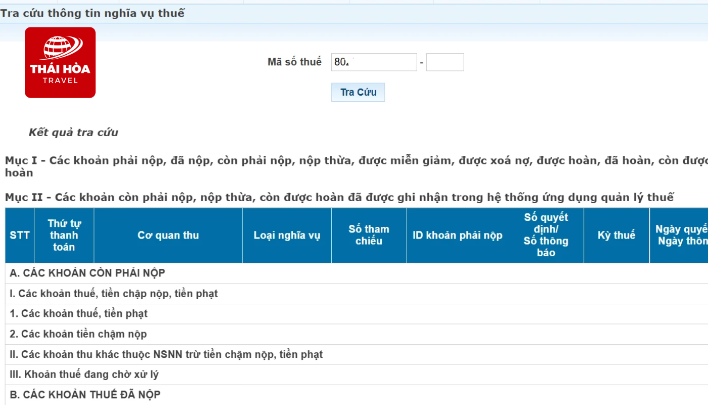 Hướng dẫn tra cứu nợ thuế thu nhập cá nhân online nhanh chóng, chính xác 6 Hệ thống hiển thị chi tiết các khoản thuế đã nộp, còn nợ hoặc được hoàn