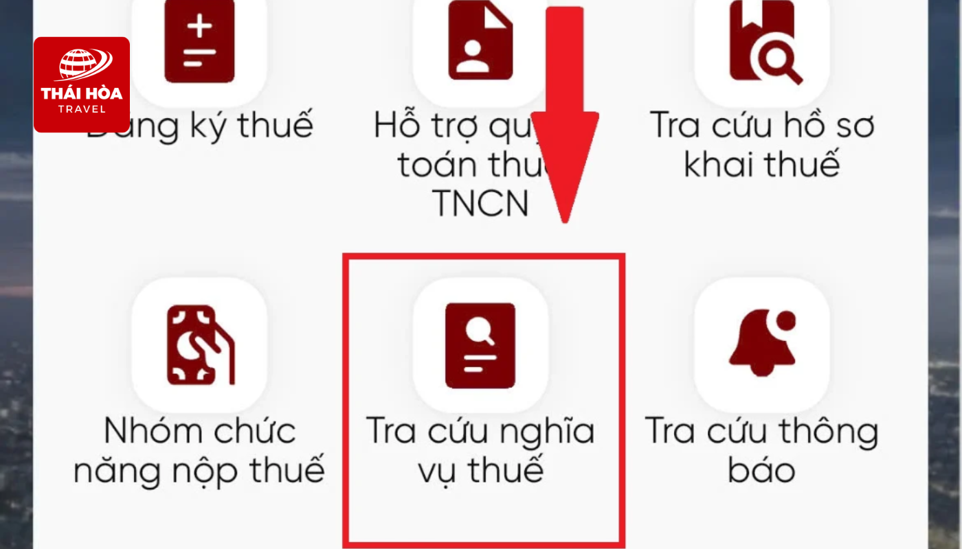 Hướng dẫn tra cứu nợ thuế thu nhập cá nhân online nhanh chóng, chính xác 9 Tại màn hình chính, chọn chức năng tra cứu nghĩa vụ thuế