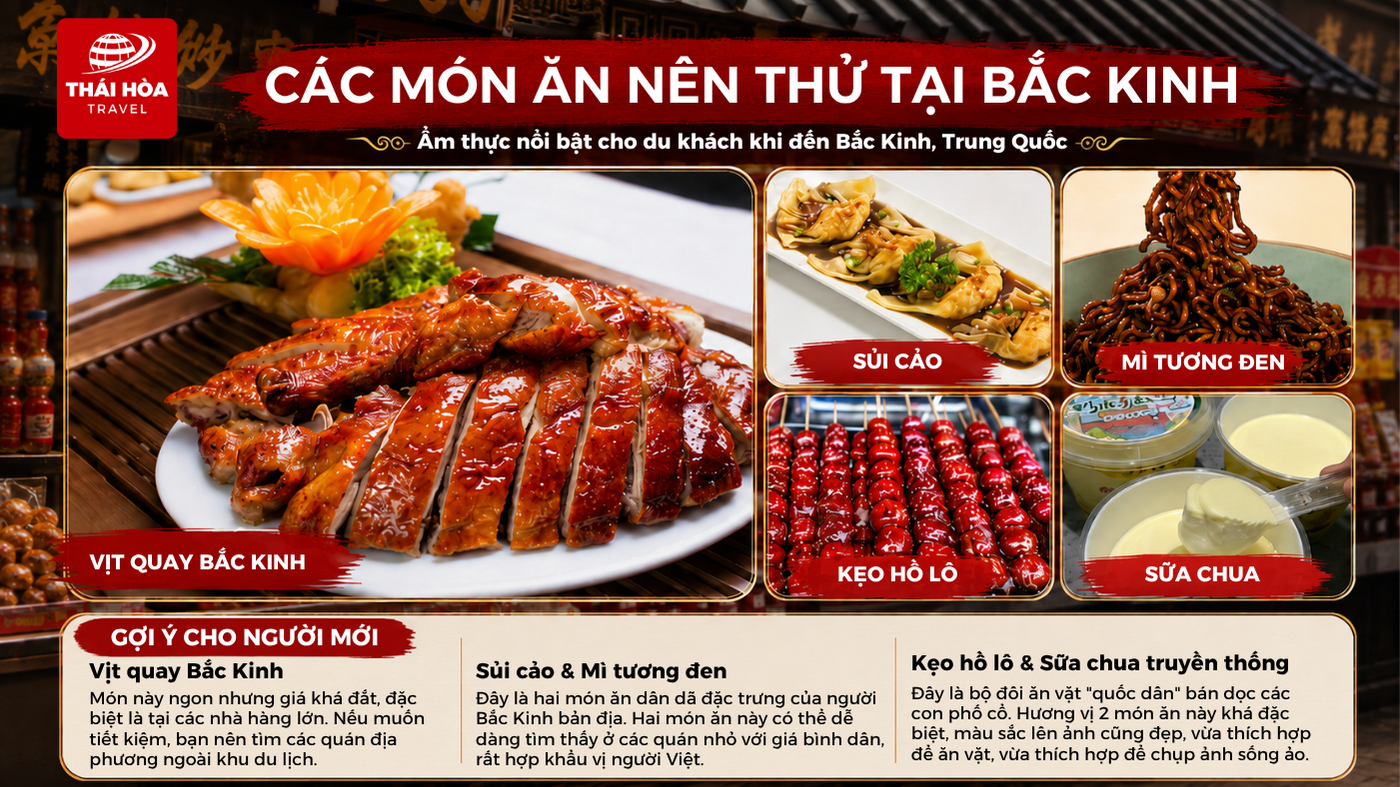 Các món ăn nên thử tại Bắc Kinh Trung Quốc và kinh nghiệm cho người mới
