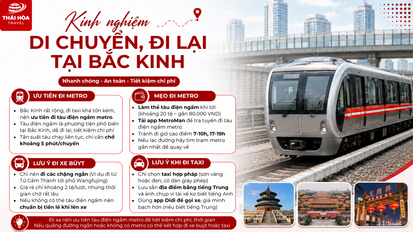 Kinh nghiệm du lịch Bắc Kinh chi tiết cho người mới 6 Những kinh nghiệm đi lại và di chuyển khi du lịch tại Bắc Kinh