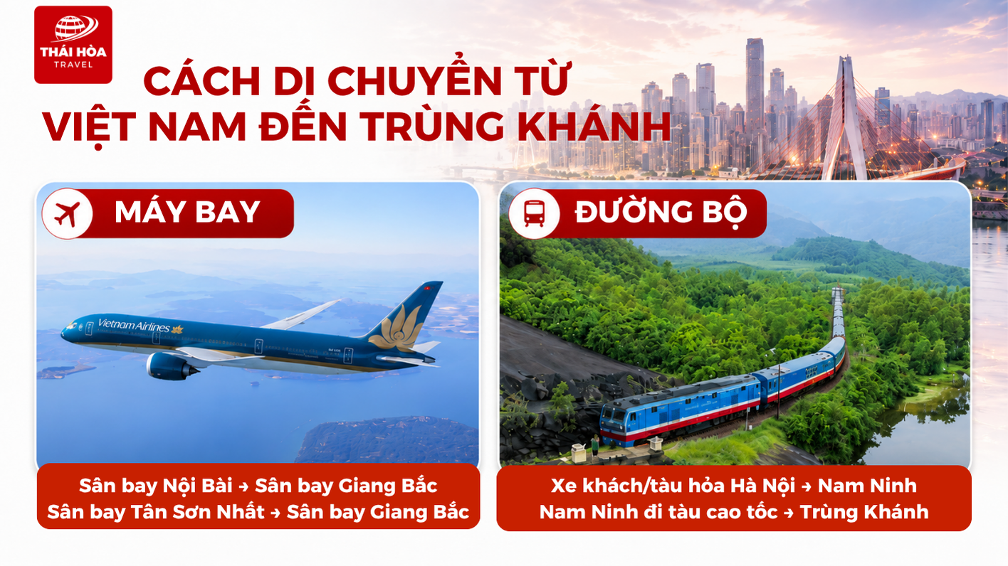 Hướng dẫn cách di chuyển từ Việt Nam đến Trùng Khánh