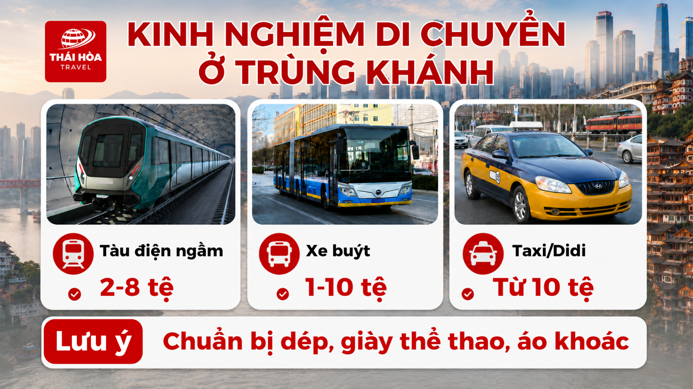 Kinh nghiệm di chuyển khi đi du lịch ở Trùng Khánh