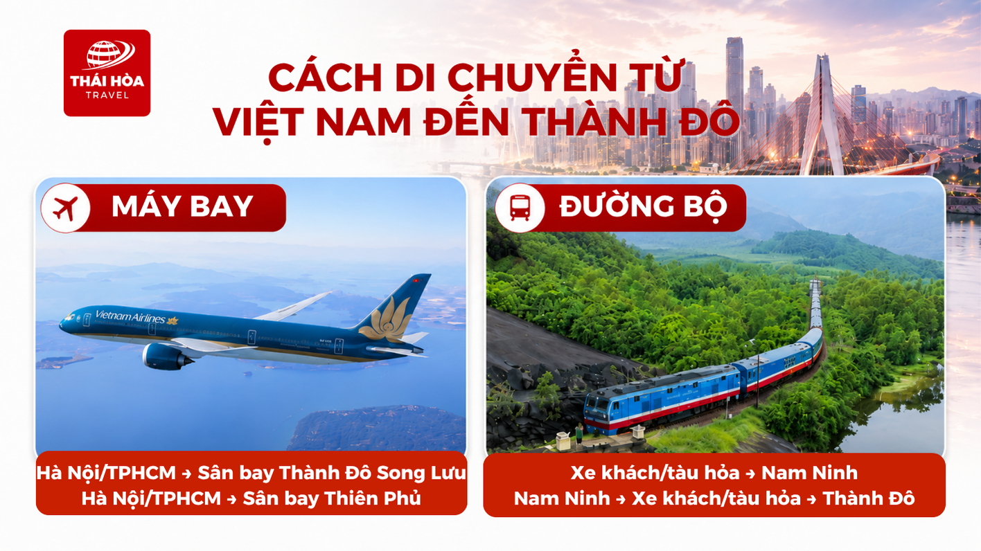 Kinh nghiệm du lịch Thành Đô chi tiết cho người mới 3 Cách di chuyển từ Việt Nam đến Thành Đô
