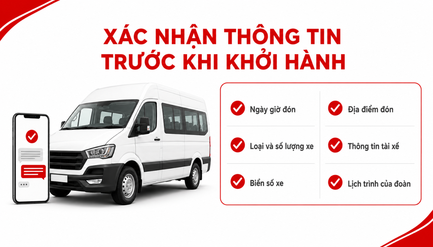 Xác nhận lại thông tin xe trước ngày khởi hành