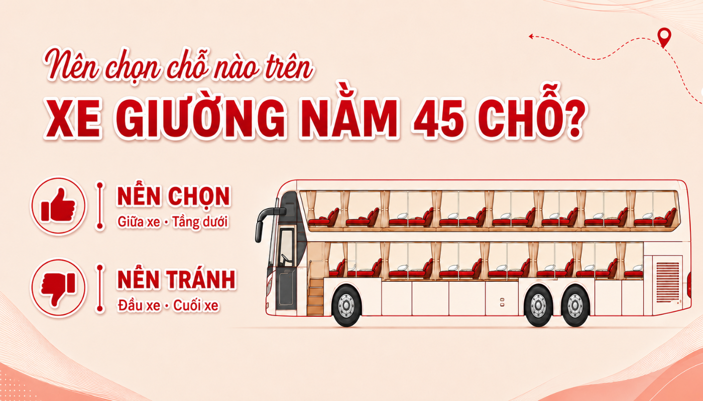 Sơ đồ xe giường nằm 45 chỗ chi tiết, dễ hiểu 3 Việc lựa chọn vị trí nằm trên xe giường nằm 45 chỗ ảnh hưởng trực tiếp đến trải nghiệm của bạn trong suốt hành trình