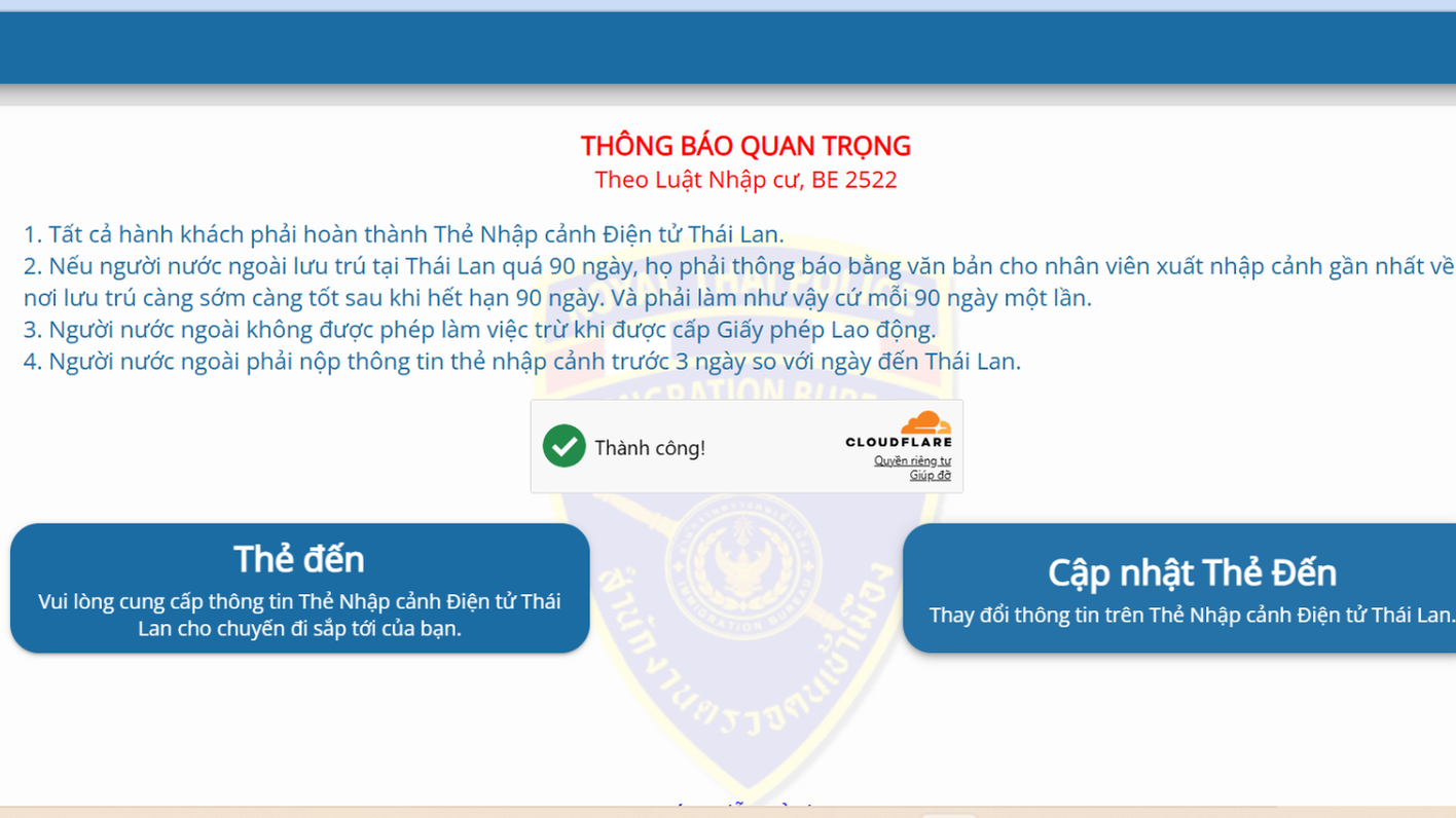 Du lịch Thái Lan tháng 10: Kinh nghiệm, chi phí & lịch trình gợi ý 19 Giao diện website chính thức tdac.immigration.go.th khai báo nhập cảnh tại Thái Lan