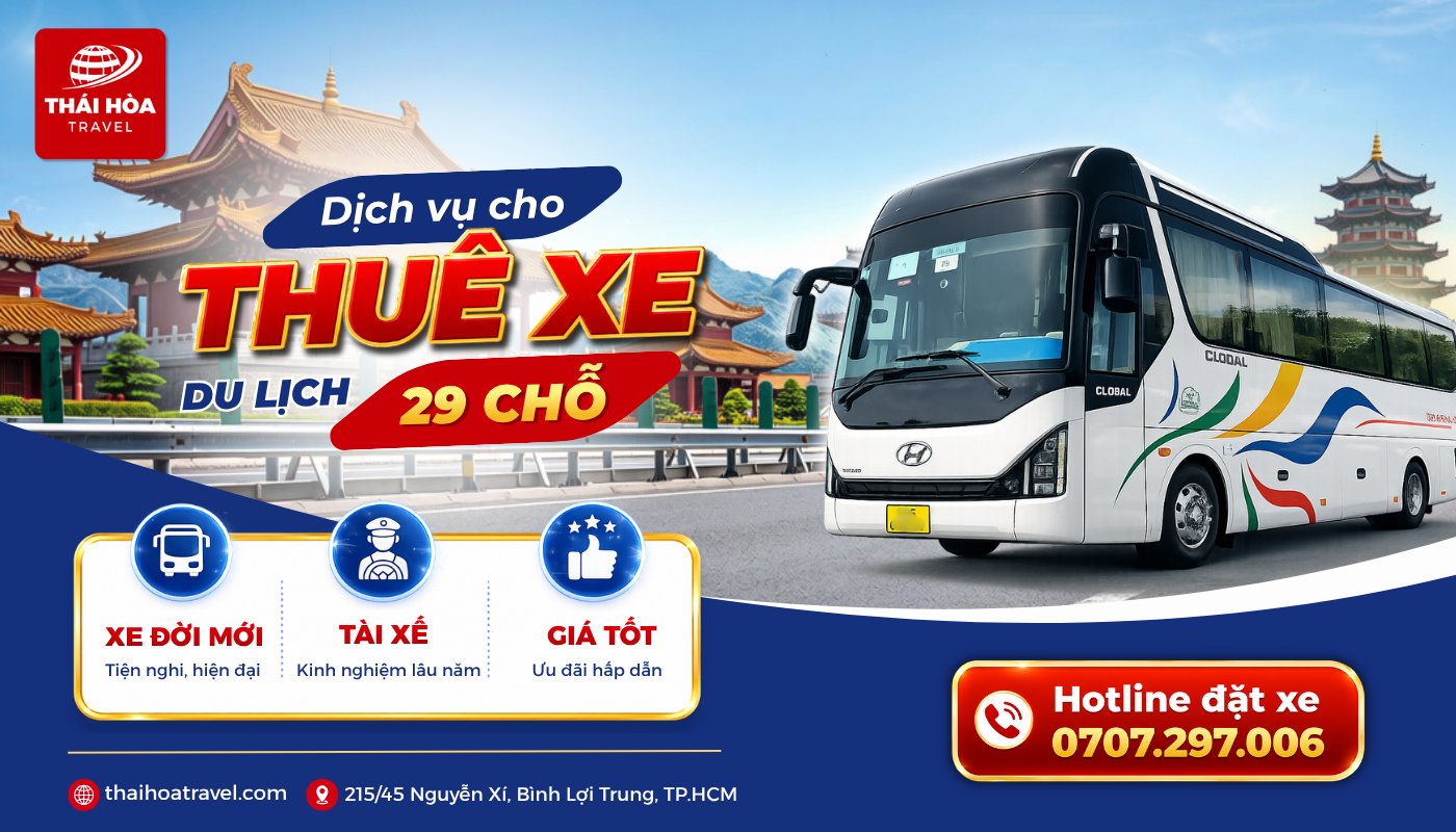 Thái Hòa Travel cho thuê xe 29 chỗ phục vụ du lịch, công tác hoặc đưa đón nhân viên